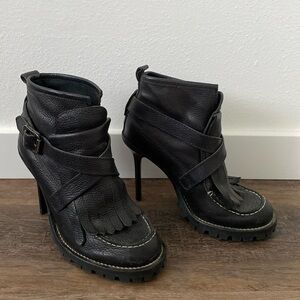 Tory Burch Buckle Fringe Biker Booties, size 39/9, worn once.